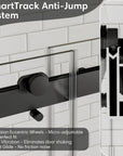 SmartTrack anti-jump system for matte black sliding shower door, frameless 48 x 74 | Ace Decor