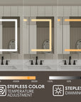 Pro Shower 48x30/60x30 LED Medicine Cabinet with adjustable color temperature and brightness lighting.