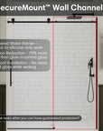 SecureMount wall channels for black frameless sliding shower door, size 60 x 74, providing stable and leak-proof installation | Ace Decor