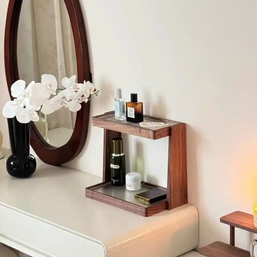 Bamboo Acrylic Two-Tier Bathroom Shelf