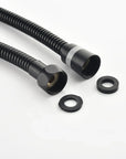Shower hose, connectors, and sealing rings for the matte black tub faucet set.