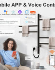 Smart heated towel rack with mobile app and voice control compatible with Alexa and Google Assistant | Ace Decor