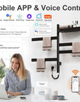 18 x 30 matte black smart heated towel rack with voice and app control compatibility | Ace Decor