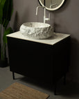Astra Series 18" Oval Sculpted Resin Stone Vessel Basin - Marble White