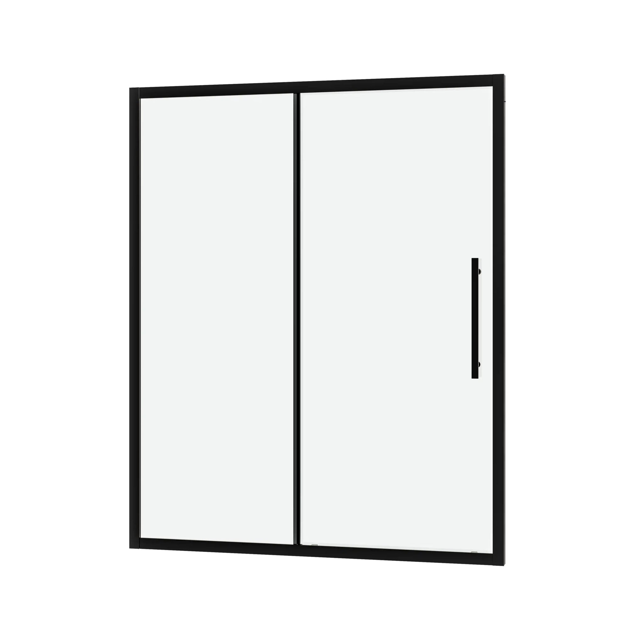 44"-48"/56"-60"W x 72"H Sliding Shower Door, Matte Black Frame with 1/4" Tempered Glass color: Matte Black