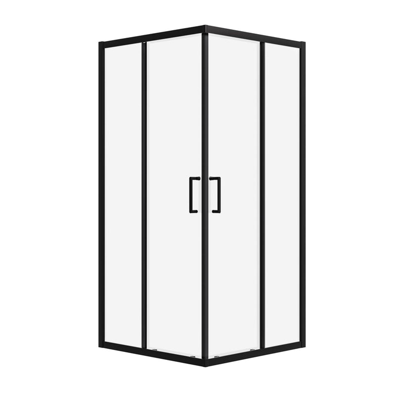 Serava Series 36" x 72" Corner Shower Enclosure - Black Double Sliding Glass Shower Door