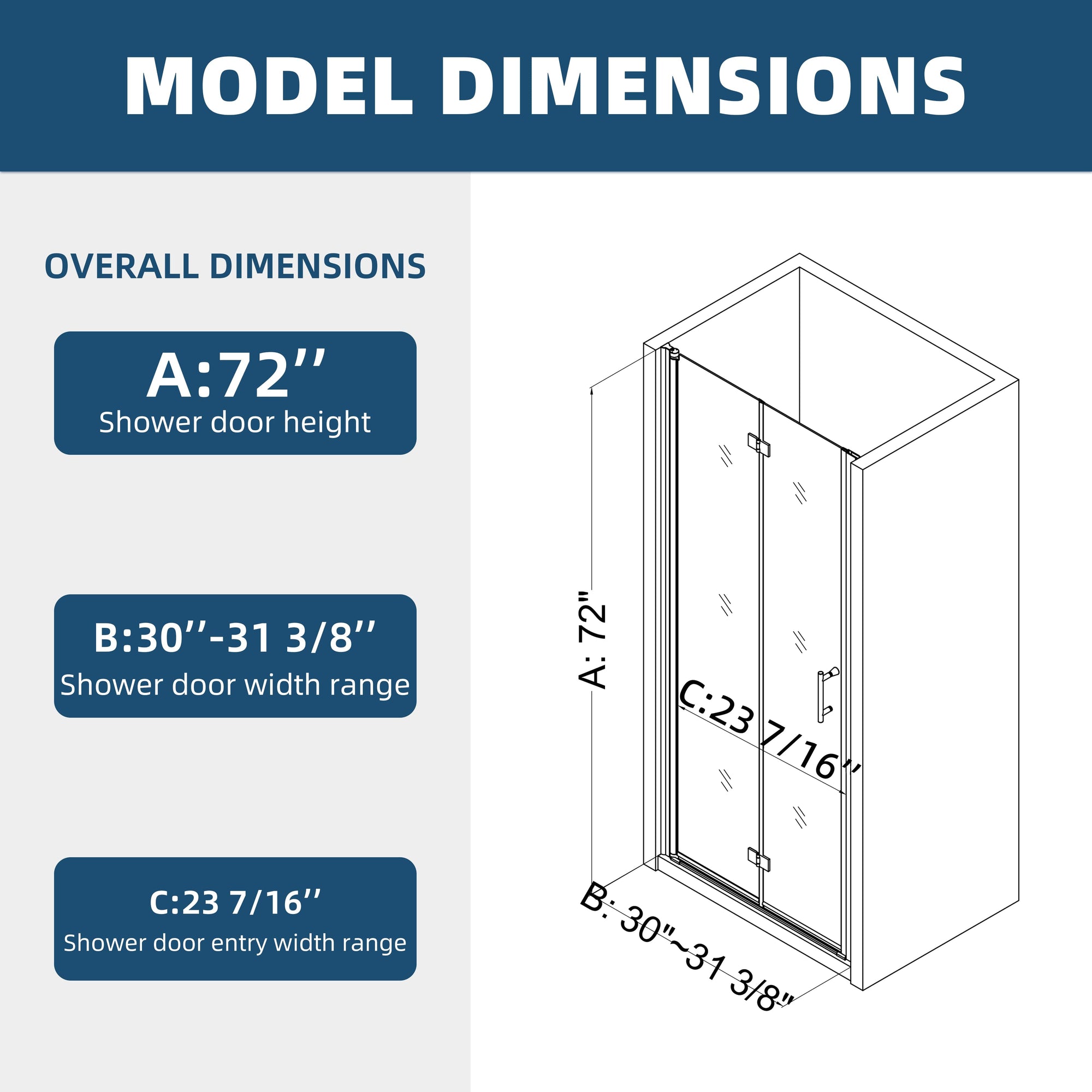 chrome frameless bi-fold shower glass door