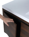 47" wall mounted bathroom vanity with sink showing hidden recessed handle opening | Ace Decor
