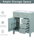 30" single freestanding bathroom vanity with ample storage and built-in door rack | Ace Decor