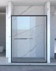 Montra-Plus Series 60" x 70" Matte Black Framed Double Sliding Shower Doors - 4'' Adjustable Fit