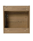 Aeris Series 18" wall-mounted bathroom vanity in Imitative Oak, rear view.