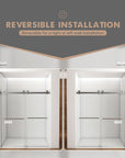 Reversible installation design of 60 x 76 frameless shower doors near me, allowing left or right wall mounting for flexible setup | Ace Decor.