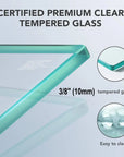 Certified 3/8 inch (10mm) premium clear tempered glass for 60 x 76 frameless shower doors near me, durable and easy to clean | Ace Decor.