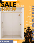 Orris-S Series 60" x 74" Gold Frameless Sliding Shower Door – Adjustable, Durable 304 Stainless, Easy-Clean