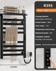 18" x 30" Black Heated Towel Rack – 360° Heating, Energy Efficient, IPX5 Waterproof