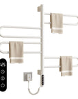 17 x 31 electric towel bar warmer with 4 curved swing arms and digital control panel in glossy white | Ace Decor