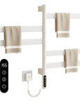 White Velin Series heated towel rail radiator with touchscreen temperature and timer control | Ace Decor