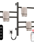 Smart WiFi black heated towel rack with LED touchscreen and app control | Ace Decor