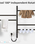 5-bar heated towel rack with 180-degree independent rotation for drying towels and clothes | Ace Decor