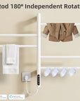 5-bar towel rack heater with 180-degree independent rotation for drying clothes and towels | Ace Decor