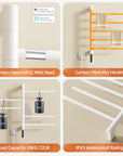 Durable stainless steel towel rack heater with carbon fiber dry heating and IPX5 waterproof protection | Ace Decor