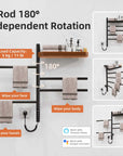 5-rod best heated towel rack 18 x 27 with 180-degree independent rotation and 11lb load capacity | Ace Decor