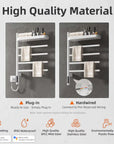 white wall mounted heated towel rack 18 x 27 with plug-in and hardwired installation options | Ace Decor