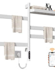 18 x 30 white electric towel warmer with smart app control and top storage shelf | Ace Decor