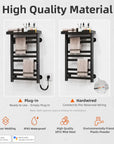 High-quality black Thervon Series towel warmer nearby 18 x 27 with plug-in and hardwired installation options | Ace Decor