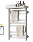Smart 18 x 27 white hot towel warmer for home with Wi-Fi control and LED touch screen | Ace Decor