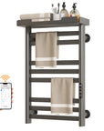Thervon Series 18" x 27" Smart Heated Towel Rack with 3-Zone Heating Bars & Dry-Wet Separation Shelf – Gray