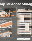 Heated towel rack with top storage tray, dry-wet separation design, and 11 drying bars.