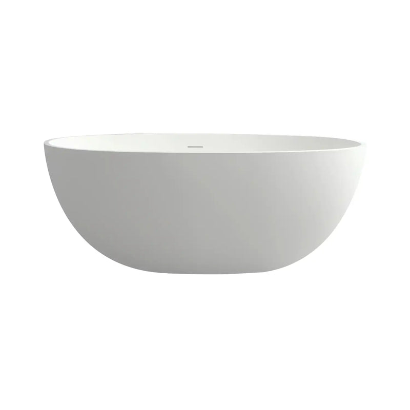 Aura Series 55" Solid Surface Matte White Soaking Freestanding Bathtub