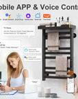 Smart black Thervon Series towel warmer nearby 18 x 27 with Wi-Fi app and voice control for easy temperature adjustment | Ace Decor