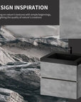 24"-47" Floating Dark Grey Corner Vanity with Matte Black Sink - 2 Soft Close Drawers