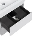 Floating Bathroom Vanity with Resin Top Basin & Soft Close Drawers - Modern Wall-Mounted Storage Cabinet color: White