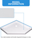 36" x 36" Durable Glasstone Shower Base with Anti-Skid & Stainless Steel Drain Cover
