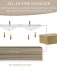 Pre-assembled wall-mounted dark oak bathroom vanity with pre-drilled mounting holes.