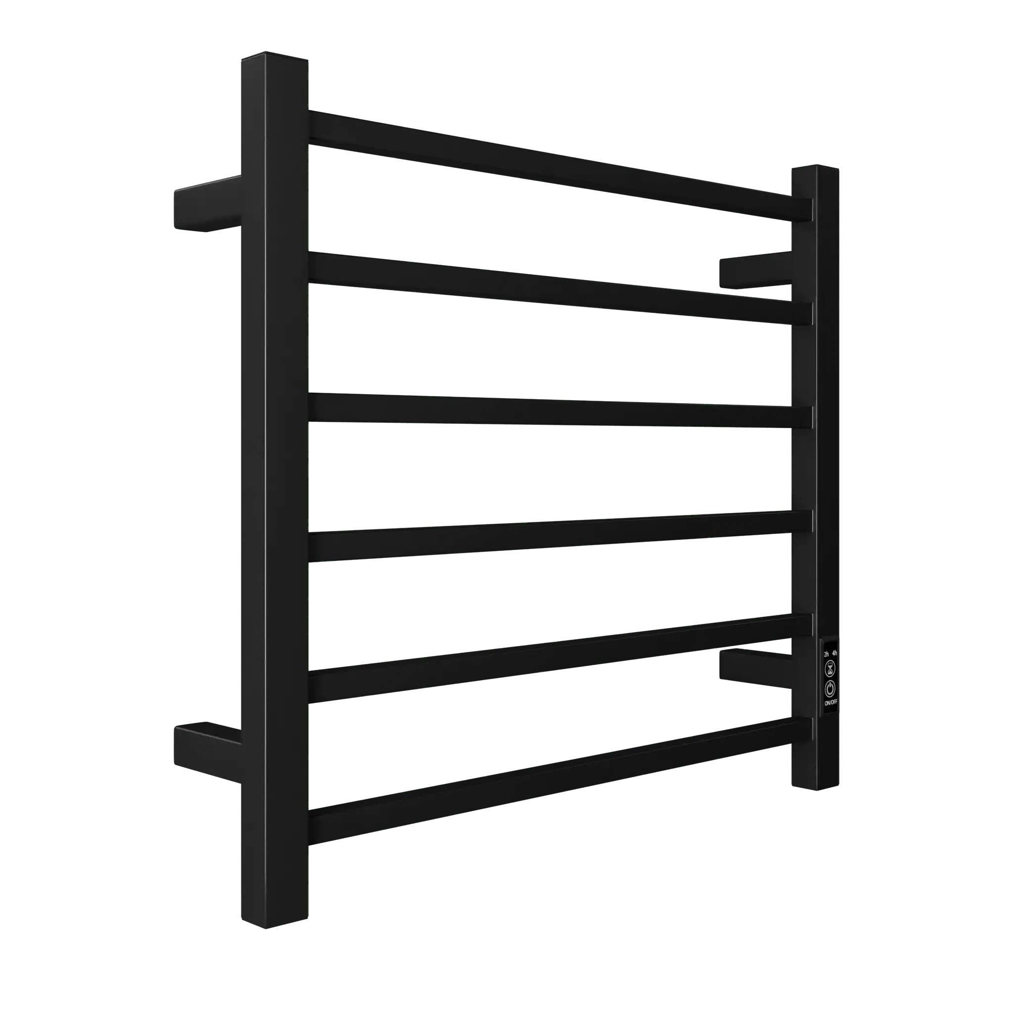 6-Bar Black Electric Heated Towel Rack - Wall-Mounted Towel Warmer with Timer color: Black
