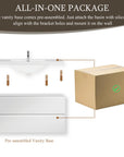 Oakmere Series 42" White Bathroom Floating Vanity with Resin Sink & 2 Soft-Close Drawers