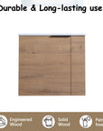22” Imitative Oak Wall-Mounted Floating Bathroom Vanity Sink - 1 Storage Space & Side Faucet
