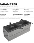 60 x 19 floating vanity dimensions and specs for industrial bathroom vanity ideas | Ace Decor