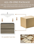 Oakmere Series 30" Ash Grey Bathroom Floating Vanity with Resin Sink & 2 Soft-Close Drawers