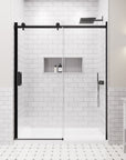 Lumora Series 60" x 74" Frameless Single Sliding Shower Door - Matte Black