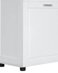 69.92” White Tall Bathroom Linen Cabinet with Open Shelves, Drawers & Laundry Basket