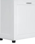 Sturdy base and support legs of 69.92-inch white bathroom linen cabinet, ensuring stability and durability.
