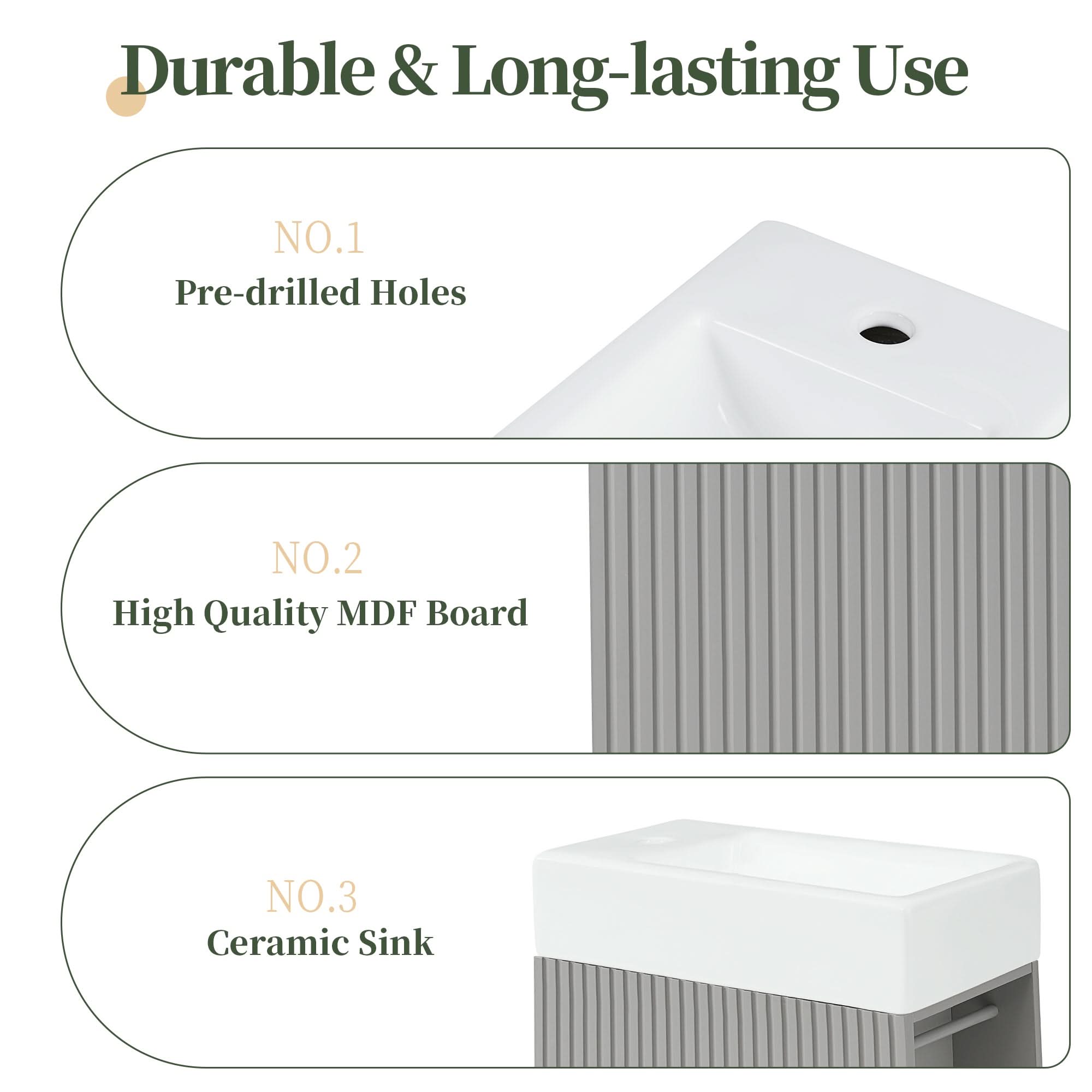 Bathroom Vanity Cabinet with Sink Two-tier Shelf COLOR:grey