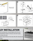 24"-47" Floating Dark Grey Corner Vanity with Matte Black Sink - 2 Soft Close Drawers