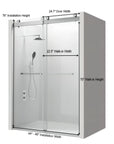 Trivon-Plus Series 48" x 76" Frameless Sliding Bypass Shower Door - 3/8" Tempered Glass, Chrome