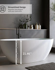 Modern bathroom with ACE DECOR freestanding bathtub Solid Surface Bathtub in matte white streamlined design.